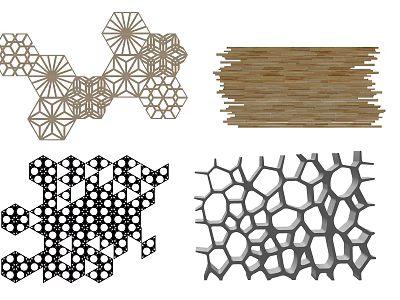 Modern Decorative Room Dividers With Geometric Patterns And Honeycomb Structures 3d model