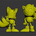 Yellow Fox and Blue Hedgehog Anthropomorphic Characters with Thumbs Up Gesture and Red Shoes