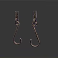 Vintage Industrial Black Metal Lighting Fixture Set With Two Hooks On White Background