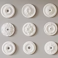 White Decorative Ceiling Medallions Featuring Intricate Circular Patterns And Ornate Details 3d model