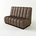 Brown Leather Two Seater Sofa With Vertical Tufted Back And Dark Wooden Base 3d model