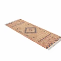 Square Area Rug With Geometric Diamond Pattern Neutral Beige Brown Tones And Fringe Edges