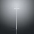 Tall White Electric Pole Structure With Cross Arms Against Gray Background 3d model