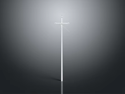 Tall White Electric Pole Structure With Cross Arms Against Gray Background 3d model
