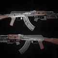 Tactical AK Rifle With Grenade Launcher Wooden Stock And Metal Body