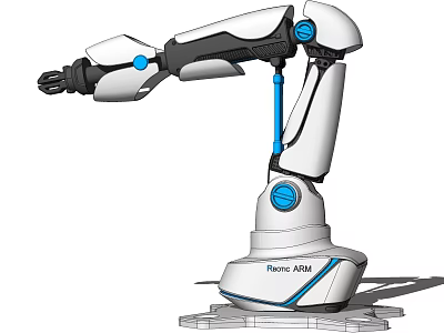 Smart Robotic Arm With Mechanical Structure White And Blue Design PowerC ANN Model 3d model