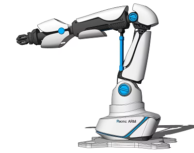 Smart Robotic Arm With Mechanical Structure White And Blue Design PowerC ANN Model 3d model