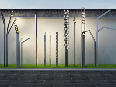 Modern Outdoor Lights With Various Creative Designs For Garden Path And Yard Decoration 3d model