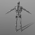 Detailed Robotic Game Movie Character With Mechanical Skeleton Standing Pose