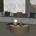 Modern double sofa coffee table combination 3d model