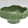 Green Lotus Leaf Edge Bowl With Grid Pattern And Textured Surface 3d model