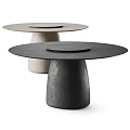 Modern Minimalist Round Dining Table Set With Black And Light Pedestal Bases