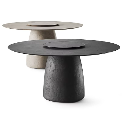 Modern Minimalist Round Dining Table Set With Black And Light Pedestal Bases 3d model