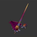 Colorful Armored Game Character With Giant Brush Weapon And Small Companion Robot