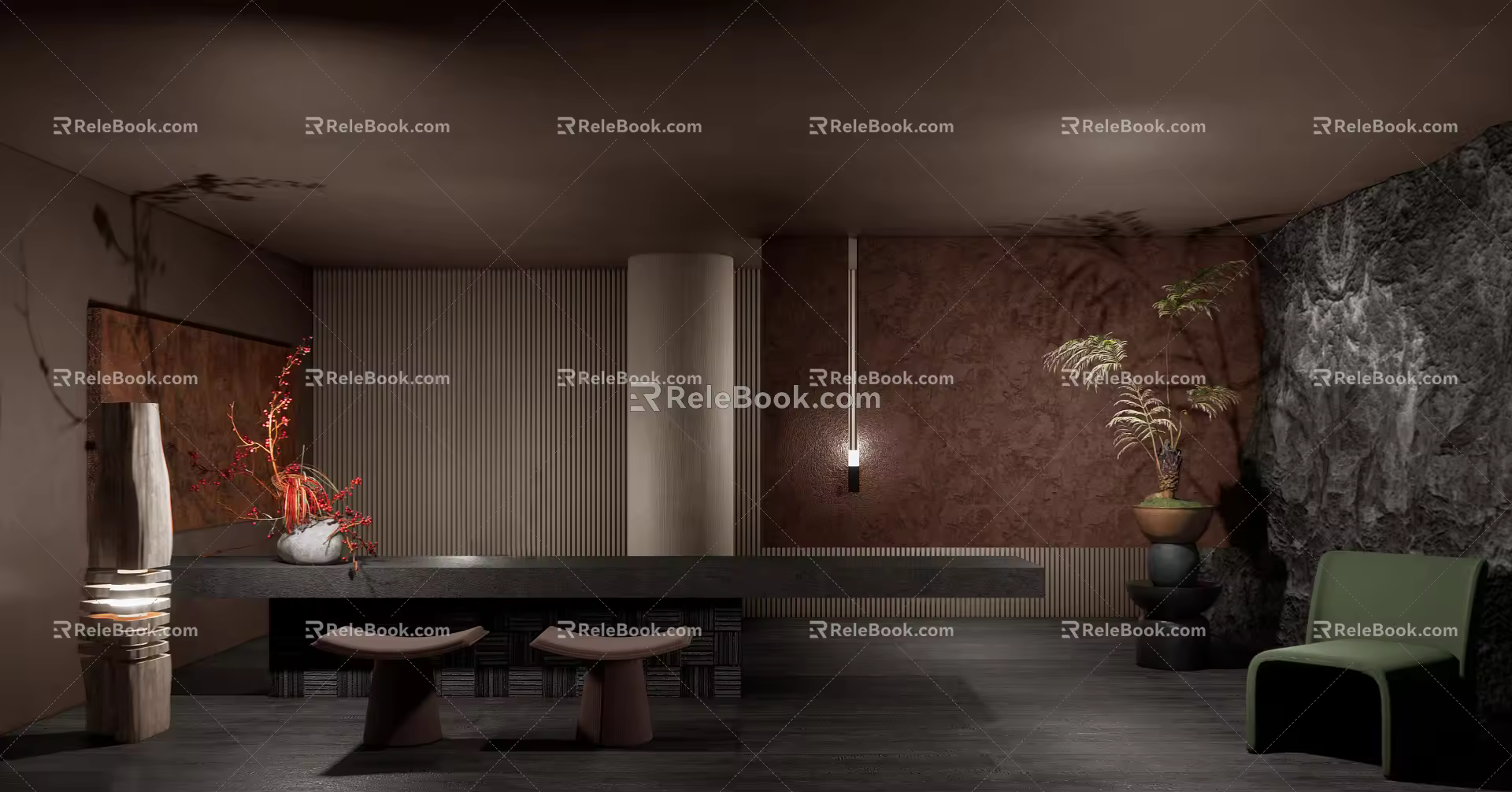 Quiet Front Desk Resort Hotel Front Desk Reception 3d model