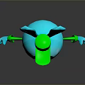 Cartoon Turquoise Rabbit with Large Ears Green Cap Red Shoes Cheerful Expression And Outstretched Arms