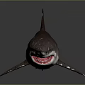 Realistic 3D Rendered Shark With Open Mouth And Sharp Teeth On Grey Background 3d model