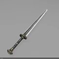 Antique Decorative Sword With Silver Metal Blade And Intricate Carved Handle