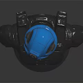 Game Movie Character 3D Model Bust With Blue Helmet Orange Visor And Gray Armor