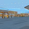 Bright Commercial Street With Glass Roof Hanging Lights And Spacious Plaza Ground
