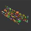 Vibrant Colorful Fresh Vegetables And Fruits Arranged In Gradient Pattern On Dark Background