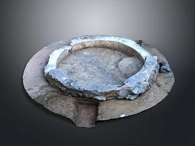 Ancient Circular Stone Well Structure With Weathered Rim In Natural Setting 3d model