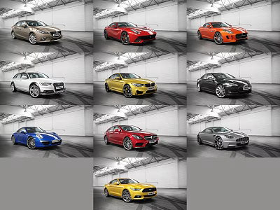 Luxury Modern Cars With Various Colors Different Styles In Indoor 3d model