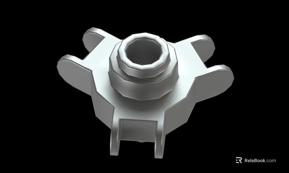 Industrial Metal Mechanical Part With Hexagonal Center And Flange Design 3d model 