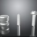 Metal Fasteners Collection Featuring Cylindrical And Round Head Screws On Reflective Surface