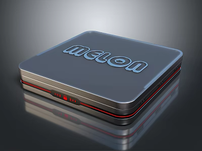 Modern Sleek Melon Box With Metallic Surface Red Accent Strips And Reflective Finish 3d model