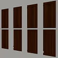 Dark Brown Wooden Cabinet Doors Arranged In Rows On Beige Wall