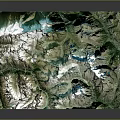 Detailed 3D Mountain Landscape Terrain Model With Rivers And Green Vegetation