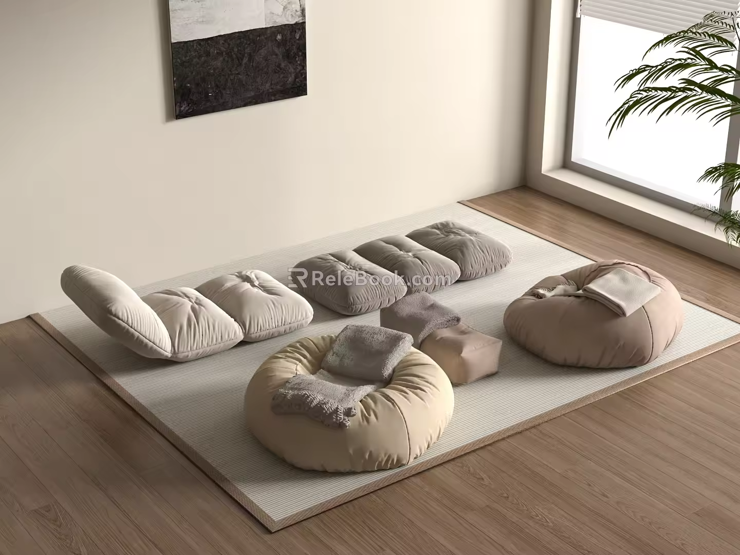 Modern Lazy Sofa Bean Bag Sofa Cushion 3d model