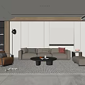 Modern Living Room Interior Design With Sofa Armchair Coffee Table And Patterned Rug