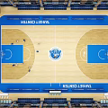 Basketball Gym Featuring Wooden Floor Players Playing Basketball Scoreboard Advertising Boards And Ceiling Design