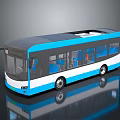Modern Blue And White Bus With Blue Seats And Large Windows Design