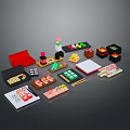 Traditional Japanese Food Dishes Including Sushi Served in Decorative Boxes With Chopsticks