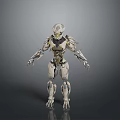 Mechanical Sci Fi Game Movie Character Featuring White Gray Armor Yellow Accents And Intricate Design