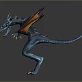 Blue Dragon Like Game And Movie Character With Orange Yellow Wings And Sharp Claws