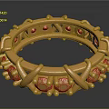 Luxury Gold Ring With Intricate Decorative Protrusions And Shiny Polished Surface