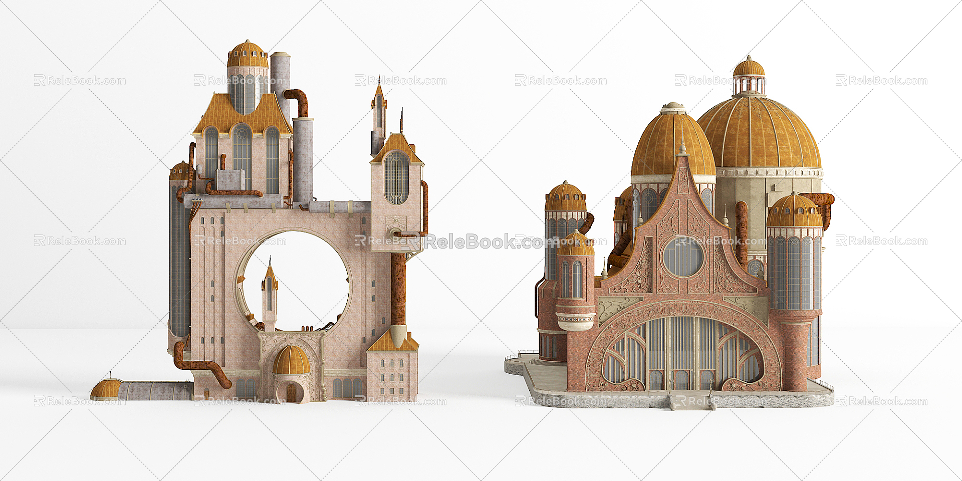 European castle punk architecture 3d model