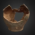 Broken Ancient Clay Pottery Fragment With Visible Cracks And Weathered Texture On Dark Background