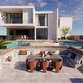 Modern Detached Villa With White Exterior Large Windows Swimming Pool And Terrace