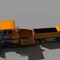 Yellow Construction Utility Vehicle With Dump Truck And Paver For Road Work