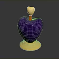 Woman Holding Stylish Purple Apple Shaped Perfume Bottle With Gold Decor And Base