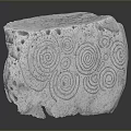 Decorative Stone with Intricate Spiral Carvings and Wooden Stand Display Piece