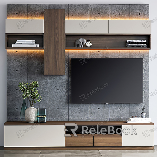 Modern TV background cabinet TV background wall model