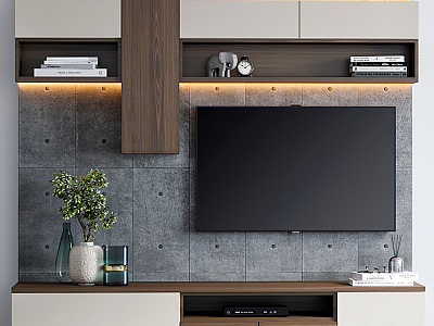 Modern TV background cabinet TV background wall model