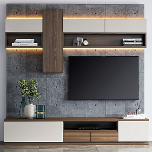 Modern TV background cabinet TV background wall 3d model