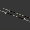 Two Elegant Swords With Golden Guards Black Handles And Sharp Blades